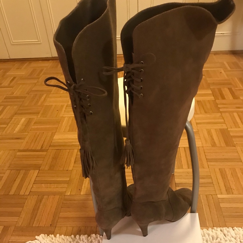 Vince Camuto Over the Knee Brown Suede Boots with back tie